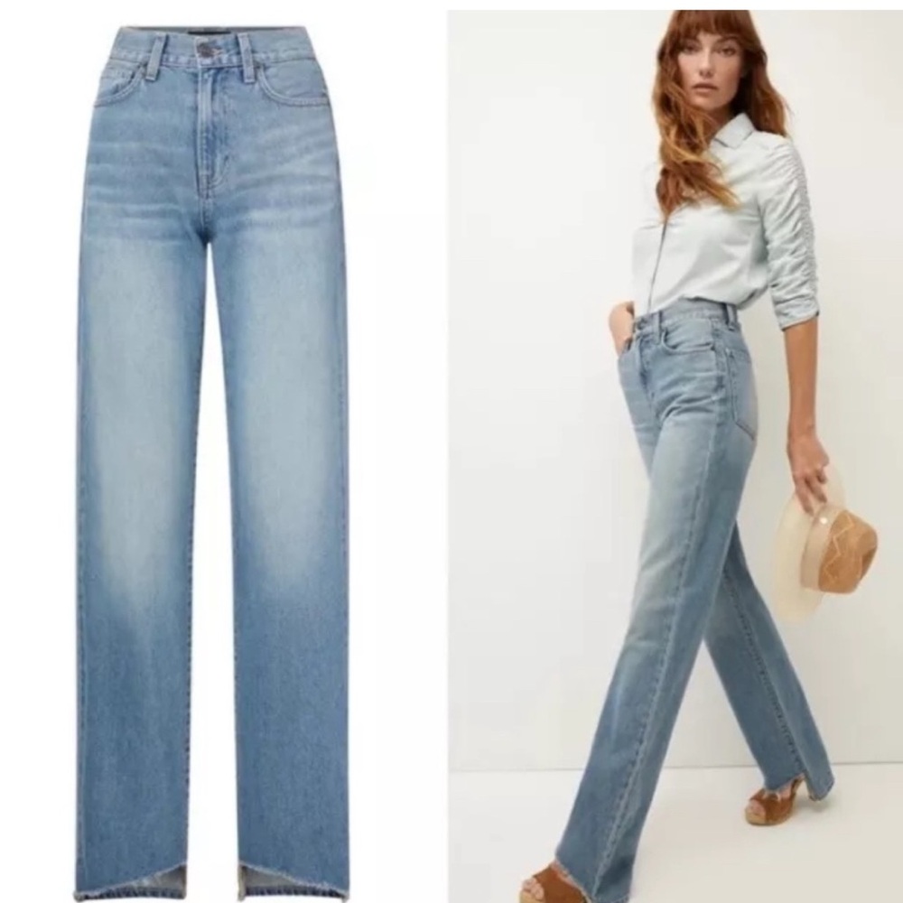 Veronica Beard Dylan straight leg step hem jeans